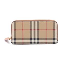 Burberry Large Check Business Card Holder/Card Case Coated Canvas Leather Women's Brown Multicolor 8073978