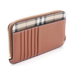 Burberry Large Check Business Card Holder/Card Case Coated Canvas Leather Women's Brown Multicolor 8073978