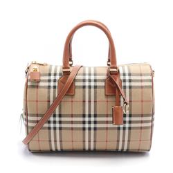 Burberry Handbag Bag Coated Canvas Leather Women's Beige Brown Multicolor 8071355