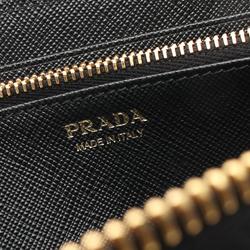 PRADA Round Long Wallet Nylon Saffiano Leather Women's Black 1ML5062DMIF0002