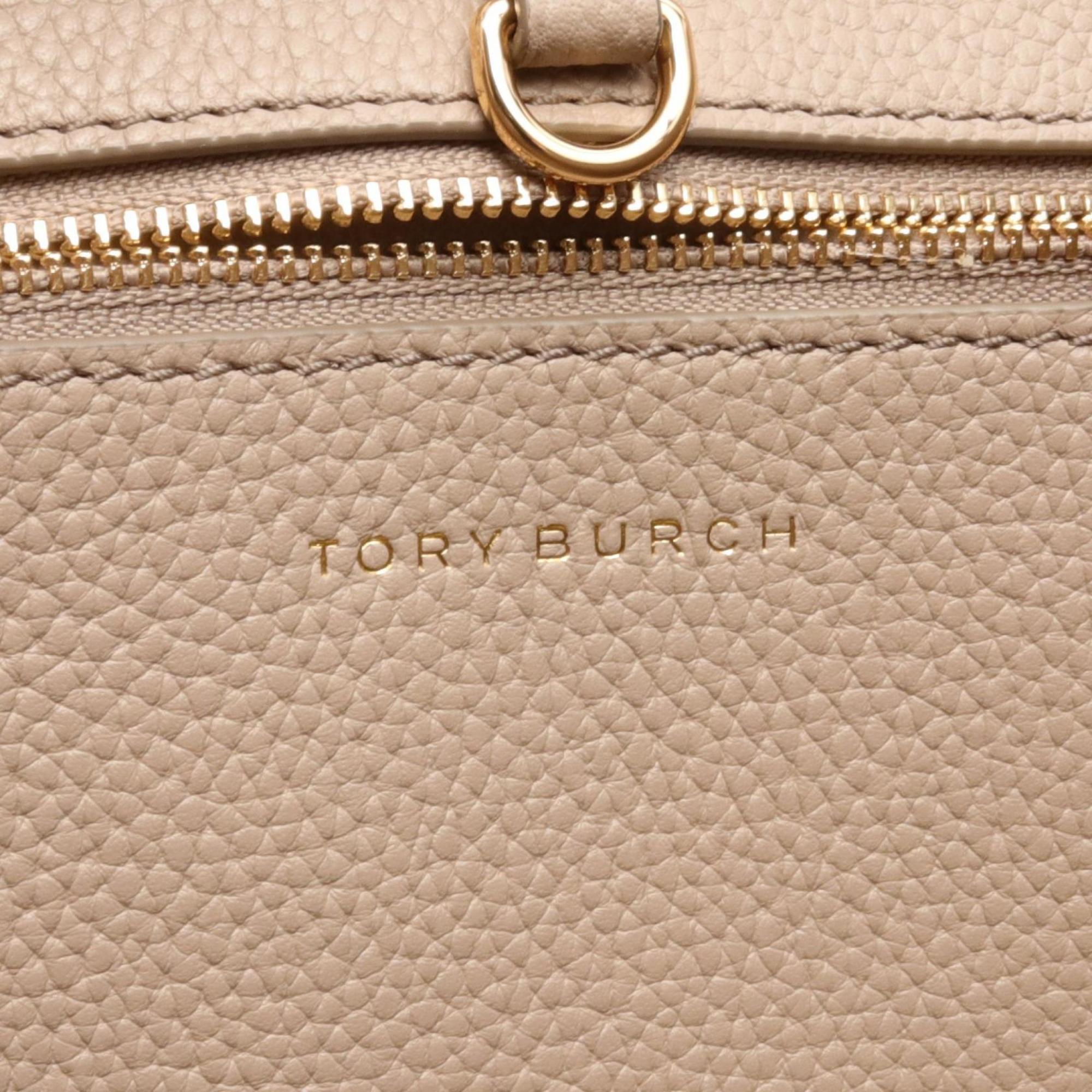 Tory Burch MCGRAW Tote Bag Leather Women's Beige 152221200