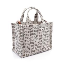 CELINE SMALL CABAS Small Cabas Thais Tote Bag Canvas Leather Women's White Brown 199162FEF02NT