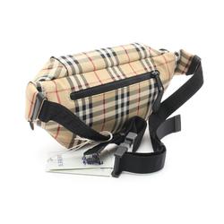 Burberry Waist Bag Body Canvas Leather Men's Beige Multicolor 8084114