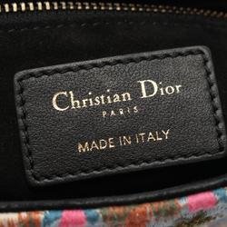 Christian Dior Dior Lady Handbag Bag Cotton Women's Ivory Blue Multicolor