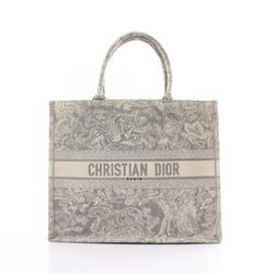 Christian Dior Dior BO TOTE Book Tote Large Toile de Jouy Bag Canvas Women's Gray Ivory