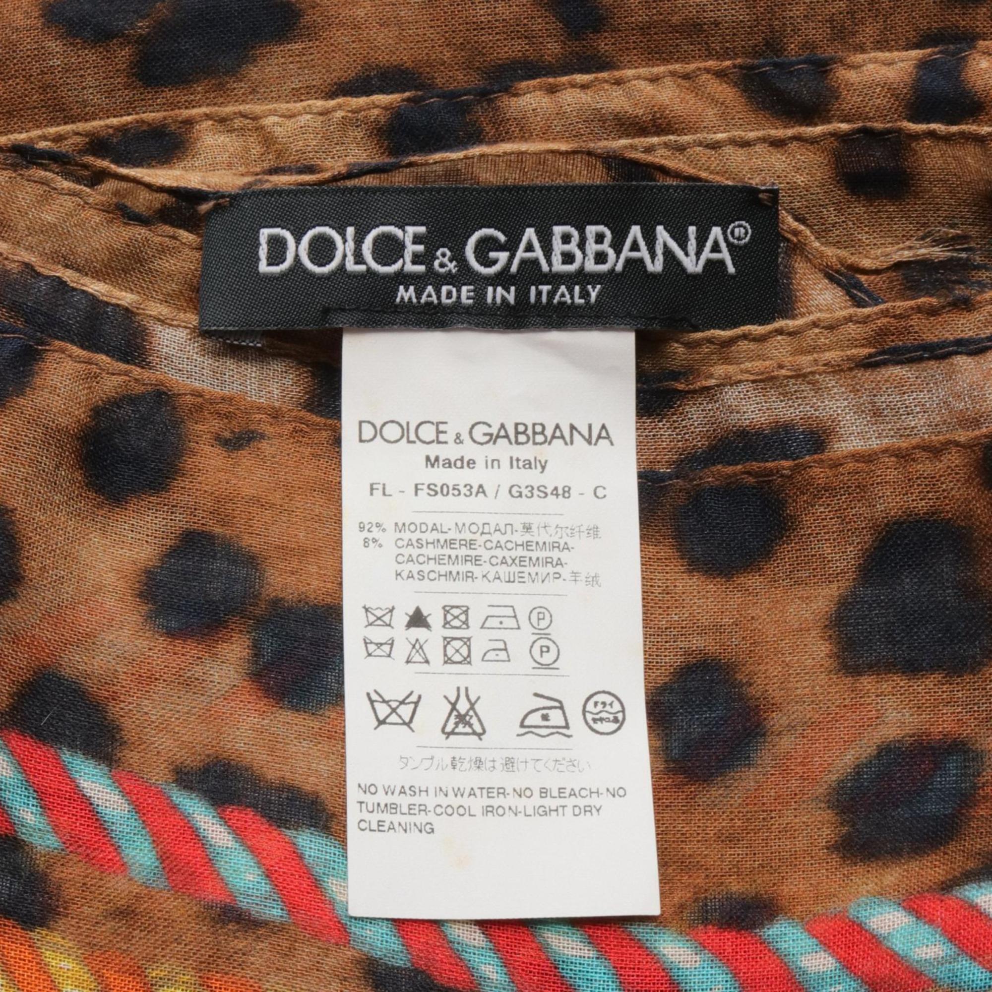 Dolce & Gabbana Scarf Clothing Modal Cashmere Women's Brown Black Multicolor