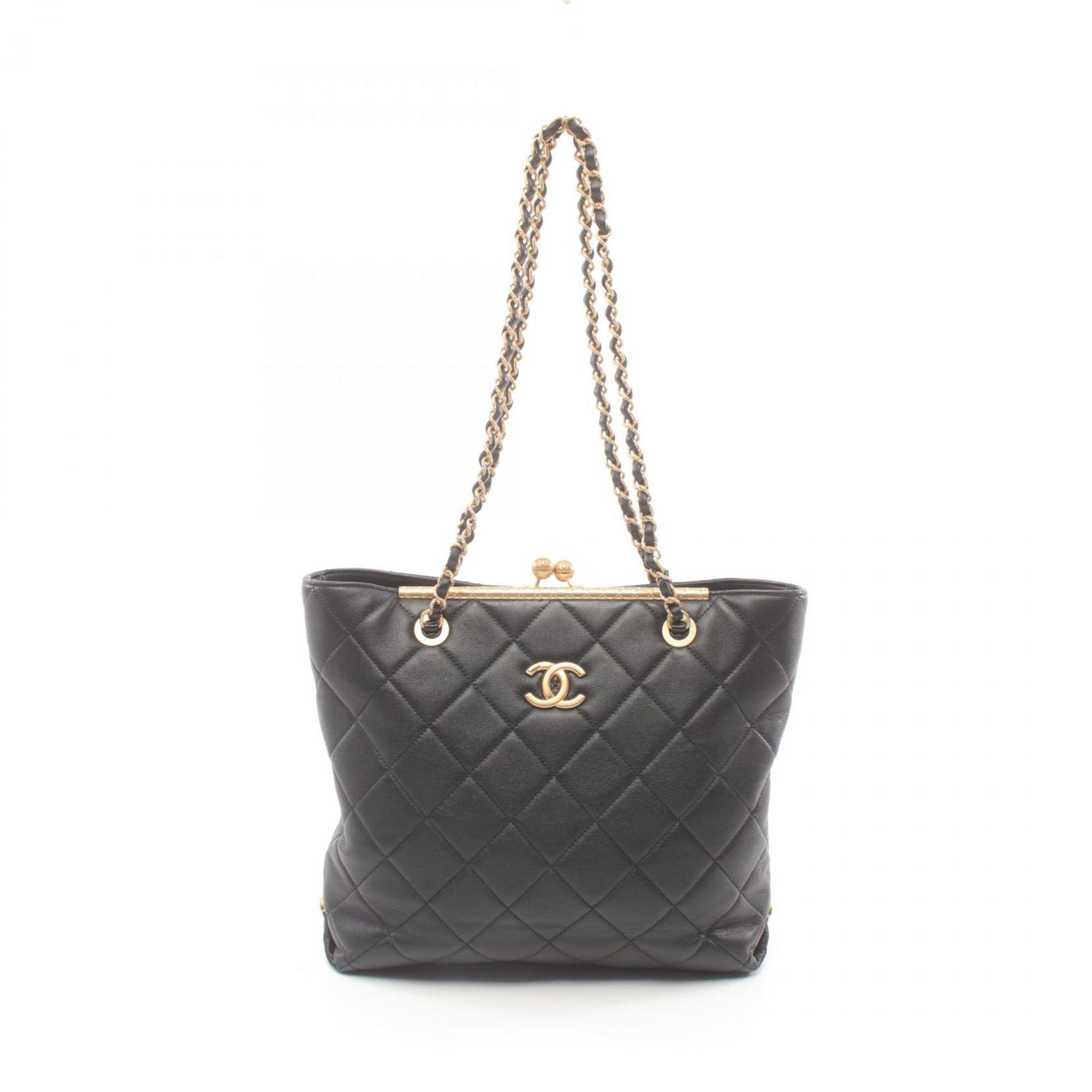 CHANEL Matelasse Tote Bag Leather Women's Black AS4488