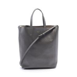 CELINE Vertical Small Cabas Tote Bag Leather Women's Grey 18981