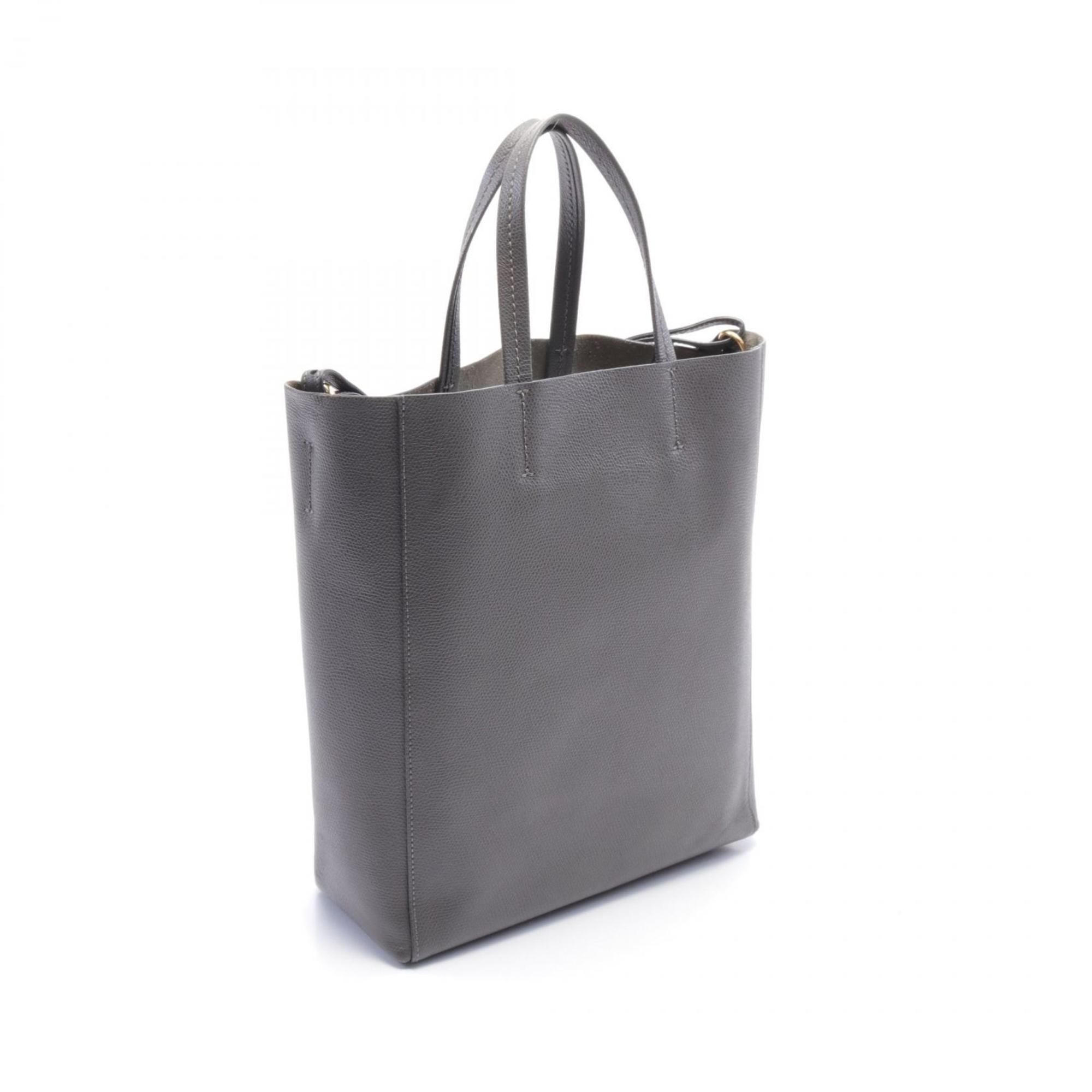 CELINE Vertical Small Cabas Tote Bag Leather Women's Grey 18981