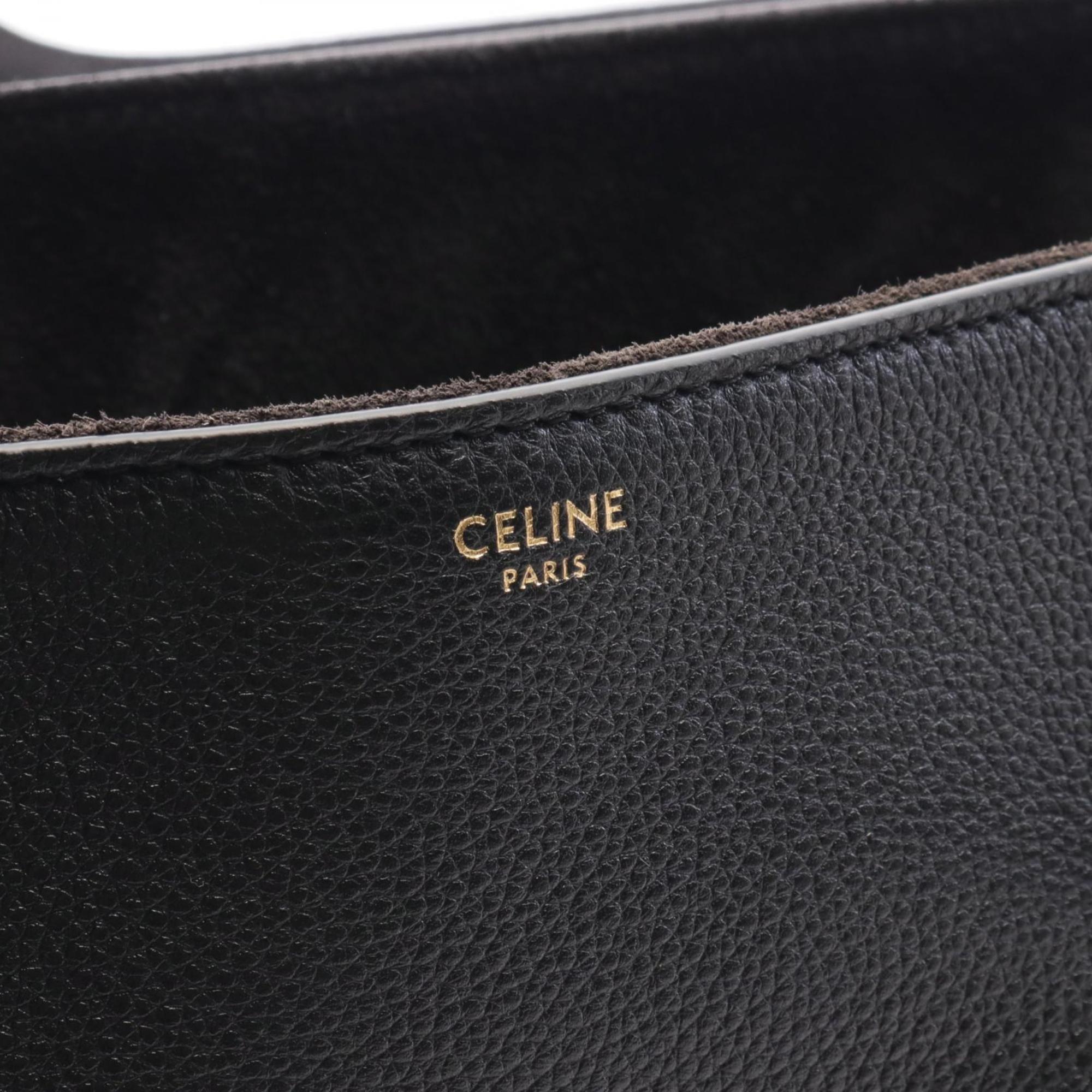 CELINE 16 Seize Medium Soft Tote Bag Leather Women's Black 195543CR838NO