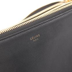 CELINE TRIO LARGE Trio Large Shoulder Bag Leather Women's Black 171453