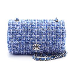 CHANEL Matelasse 20 Shoulder Bag, Fabric, Leather, Women's, Blue, White, A69900