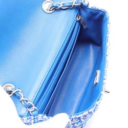 CHANEL Matelasse 20 Shoulder Bag, Fabric, Leather, Women's, Blue, White, A69900