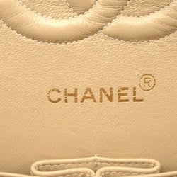 CHANEL Matelasse Double Flap Chain Shoulder Bag Lambskin (Sheepskin) Women's Beige