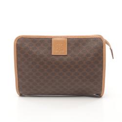 CELINE Macadam Second Bag Clutch Coated Canvas Leather Women's Brown