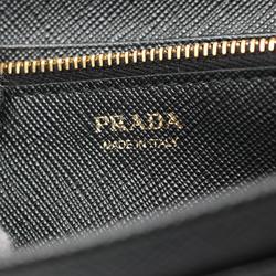 PRADA SAFFIANO TRIANG Bi-fold Long Wallet Saffiano Leather Women's Black 1MH132QHHF0002