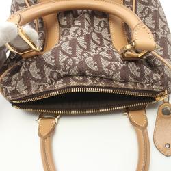 Christian Dior Dior Trotter Handbag Bag Canvas Leather Women's Beige Brown