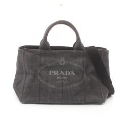 PRADA CANAPA Tote Bag Denim Women's Grey 1BG642