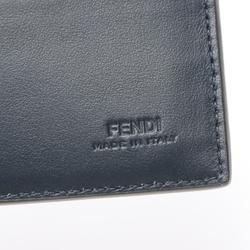 FENDI Diagonal Bi-fold Wallet Coated Canvas Leather Men's Navy 7M0169ASICF1O97