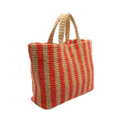 PRADA Crochet Tote Bag Straw Women's Beige Orange White 1BG392