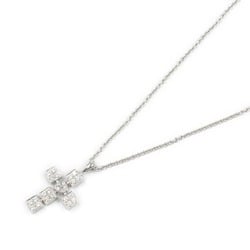 BVLGARI Lucia Latin Cross Necklace, K18WG (White Gold), Diamond, Women's, Clear