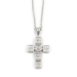 BVLGARI Lucia Latin Cross Necklace, K18WG (White Gold), Diamond, Women's, Clear