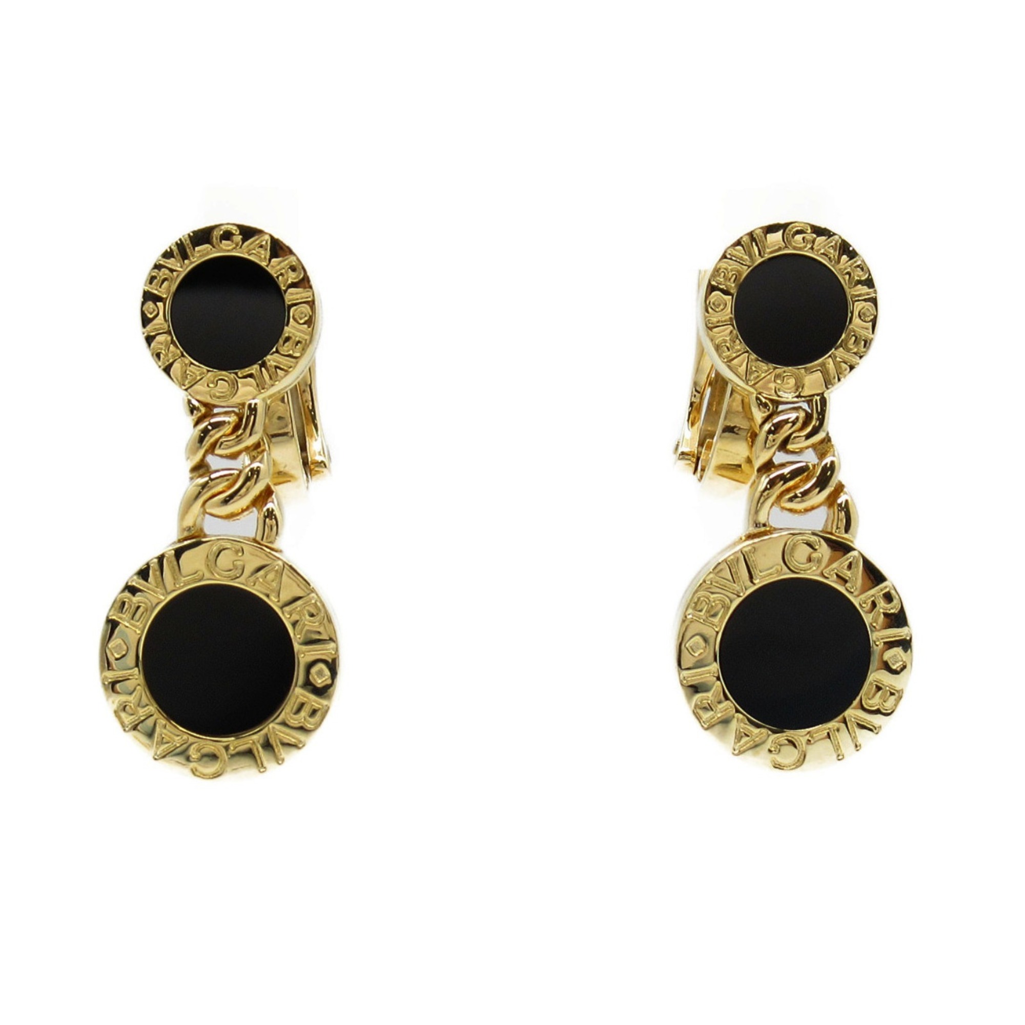 BVLGARI Onyx Earrings K18 (Yellow Gold) Women's Black