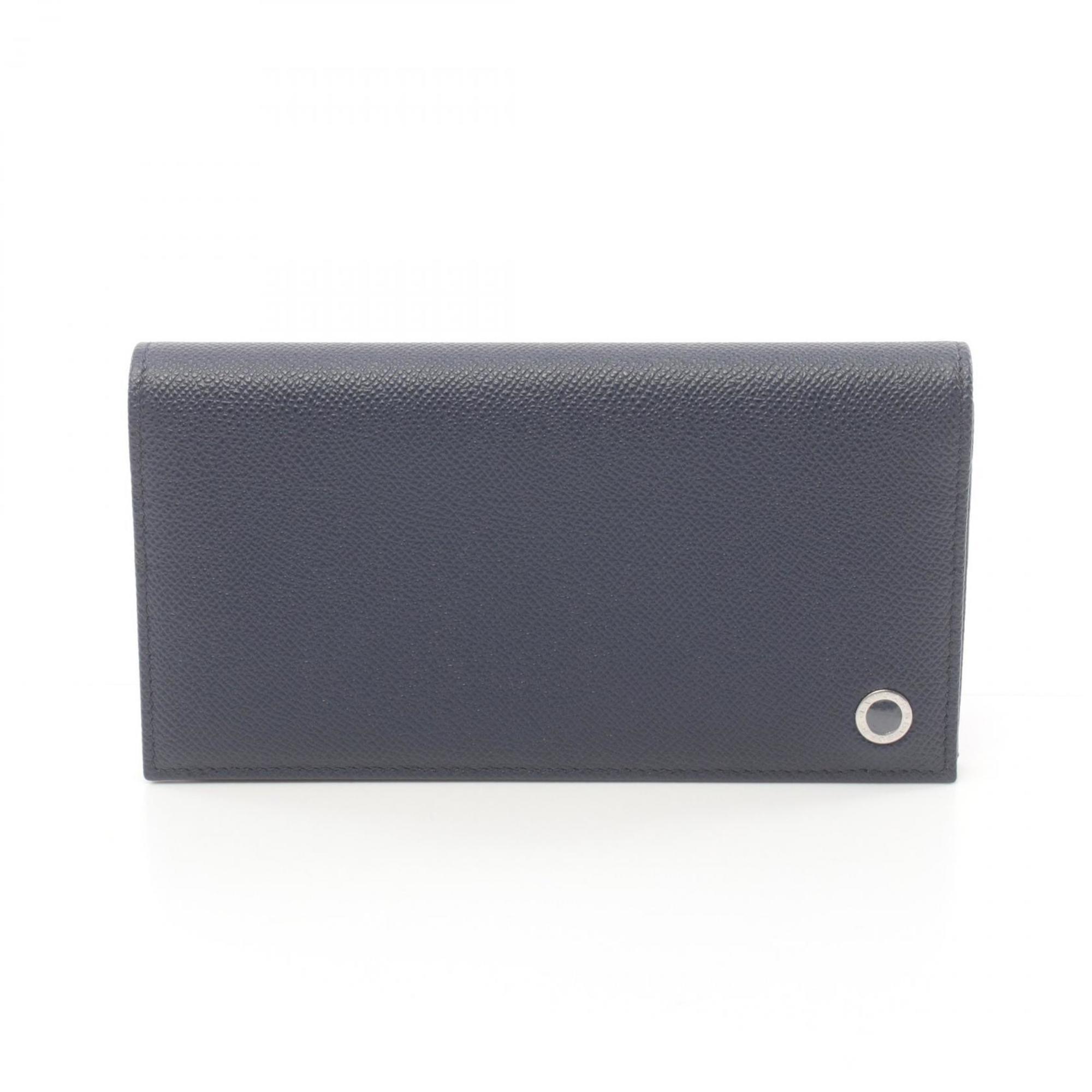 BVLGARI MAN Bi-fold Long Wallet Leather Men's Navy 286057