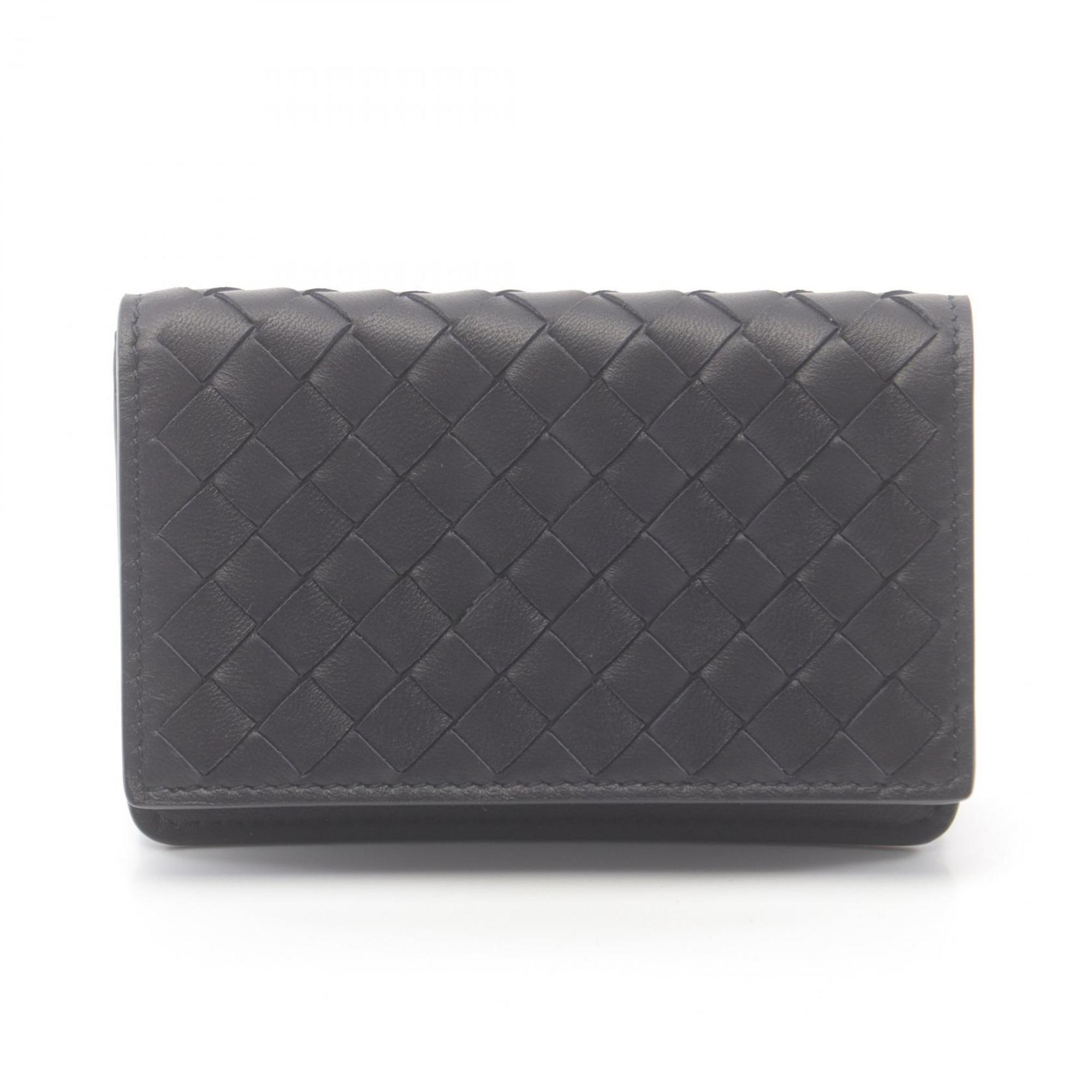 BOTTEGA VENETA Intrecciato Business Card Holder/Card Case Leather Men's Women's Black 174646V3UN14045