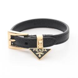 PRADA Triangle Bracelet GP (Gold Plated) Saffiano Leather Women's Black 1IB351053F0002