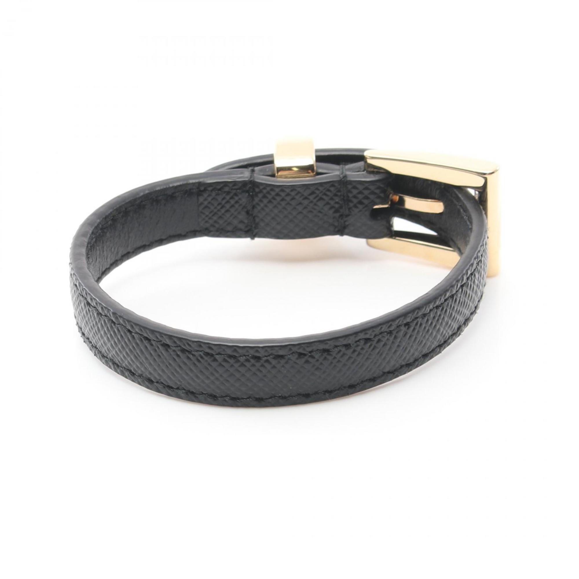 PRADA Triangle Bracelet GP (Gold Plated) Saffiano Leather Women's Black 1IB351053F0002