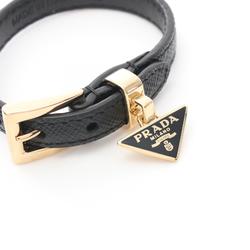 PRADA Triangle Bracelet GP (Gold Plated) Saffiano Leather Women's Black 1IB351053F0002