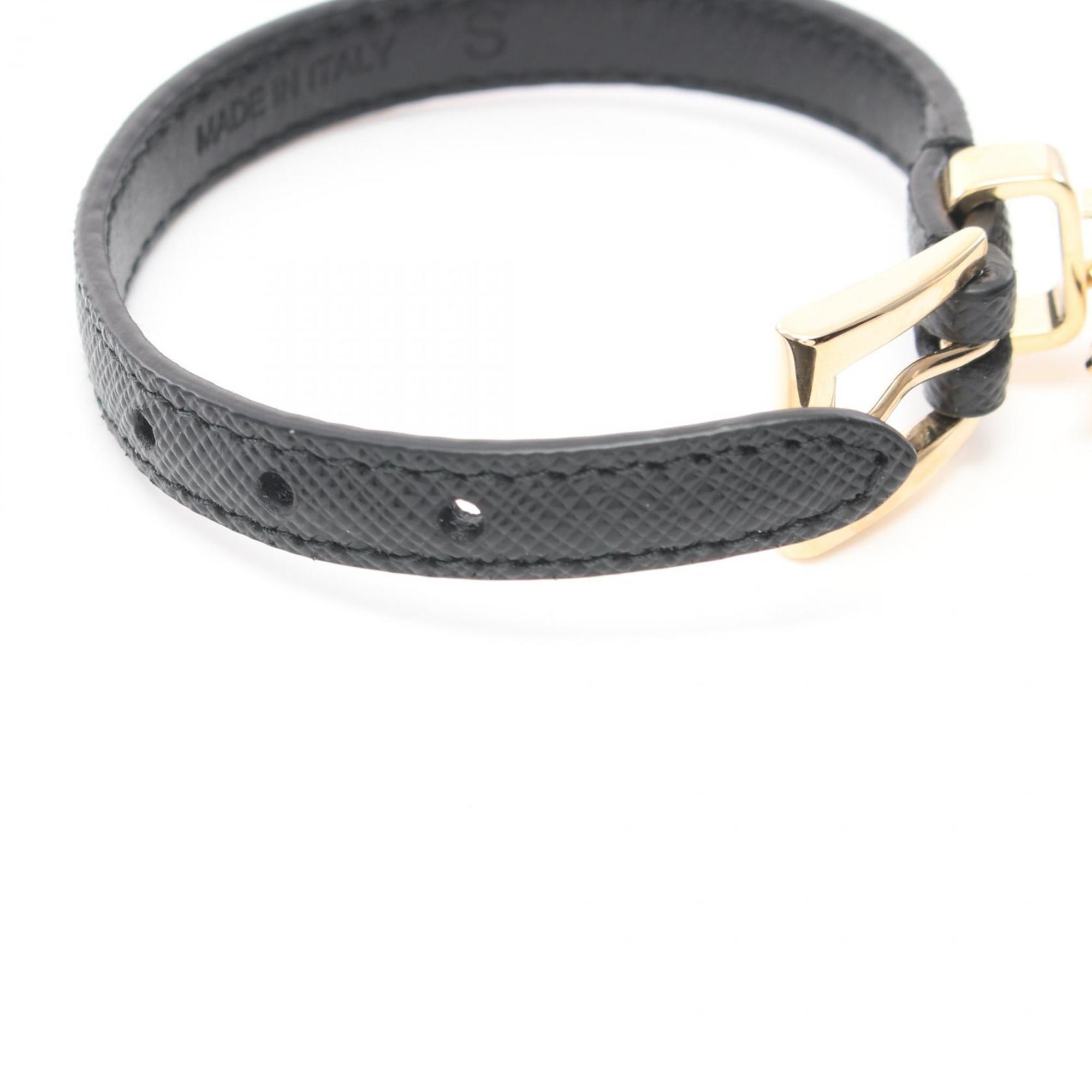 PRADA Triangle Bracelet GP (Gold Plated) Saffiano Leather Women's Black 1IB351053F0002