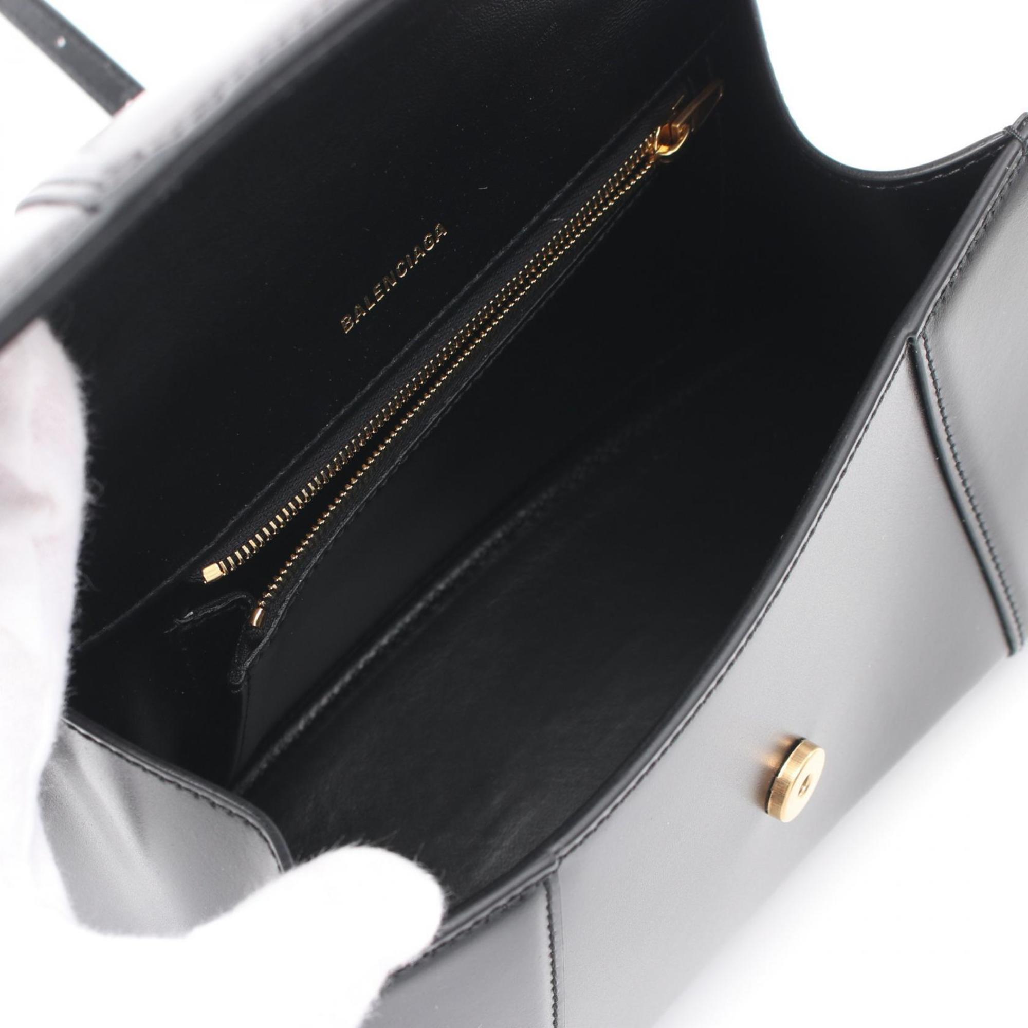 BALENCIAGA Hourglass Small Bag Handbag Leather Women's Black 5935461QJ4M1000