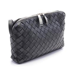 BOTTEGA VENETA Intrecciato Shoulder Bag, Leather, Women's, Black