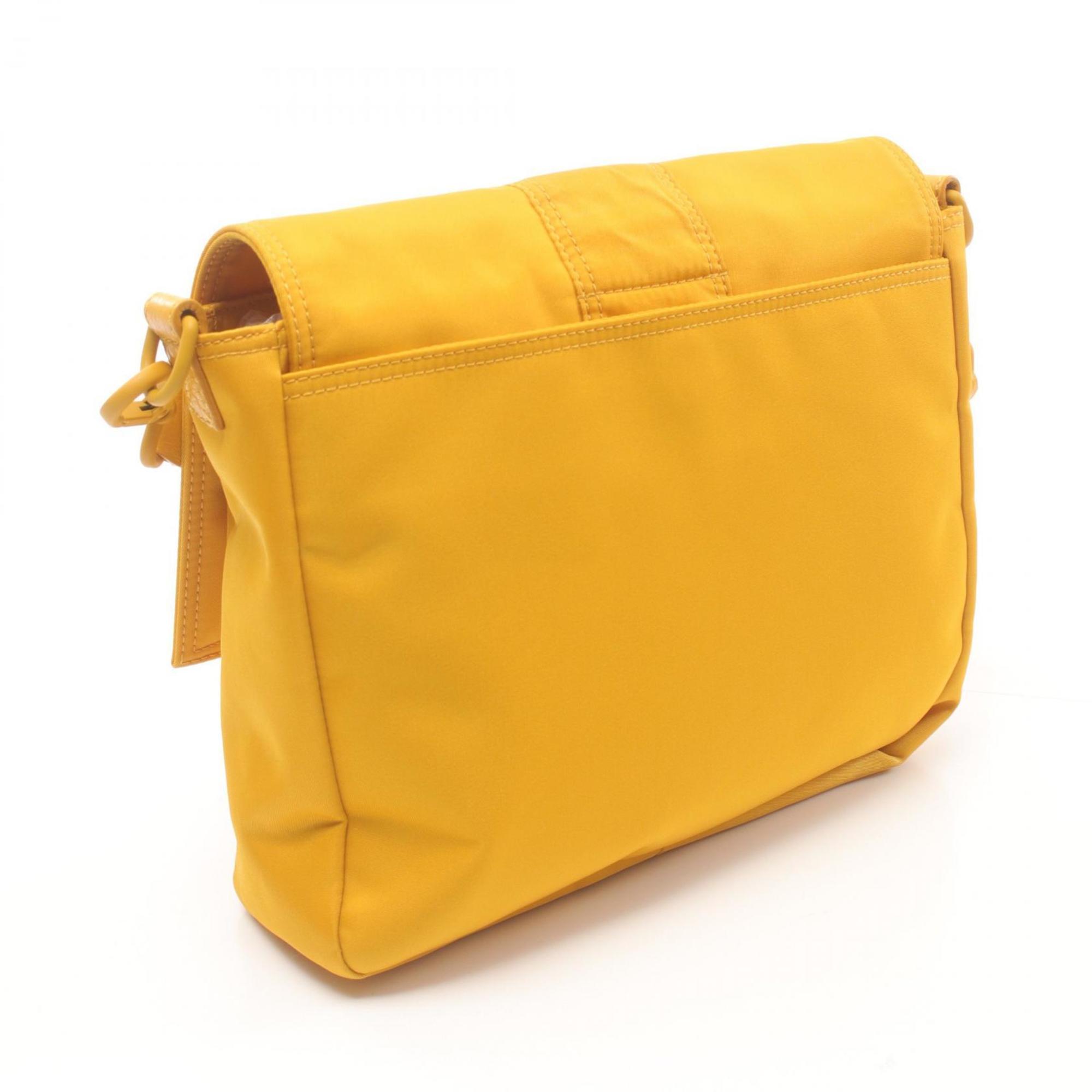 FENDI Baguette Messenger Bag Bucket Shoulder Nylon Women's Yellow 7VA537