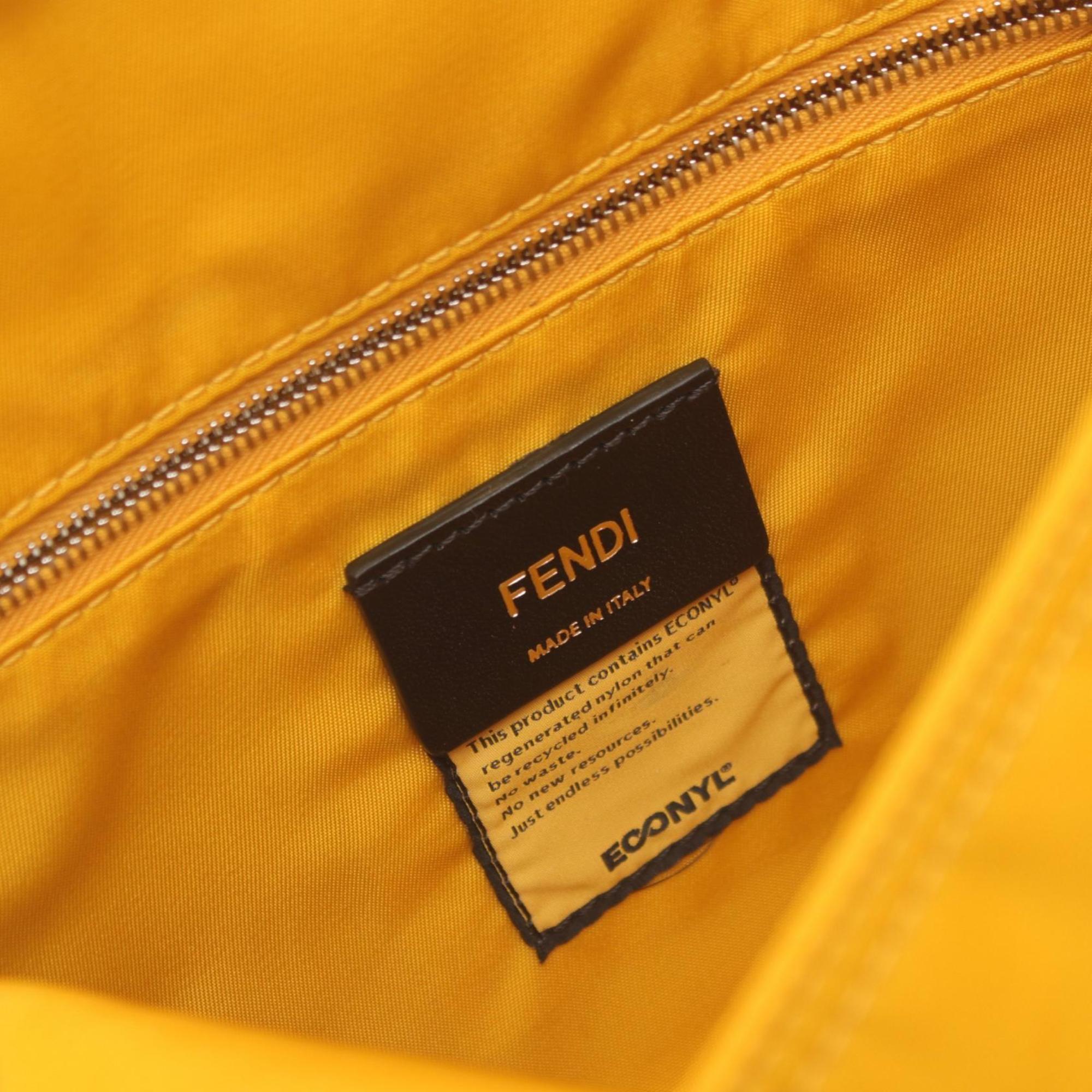 FENDI Baguette Messenger Bag Bucket Shoulder Nylon Women's Yellow 7VA537