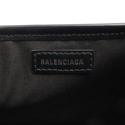 BALENCIAGA Navy Cabas XS Handbag Bag Canvas Leather Women's Ivory Black 390346