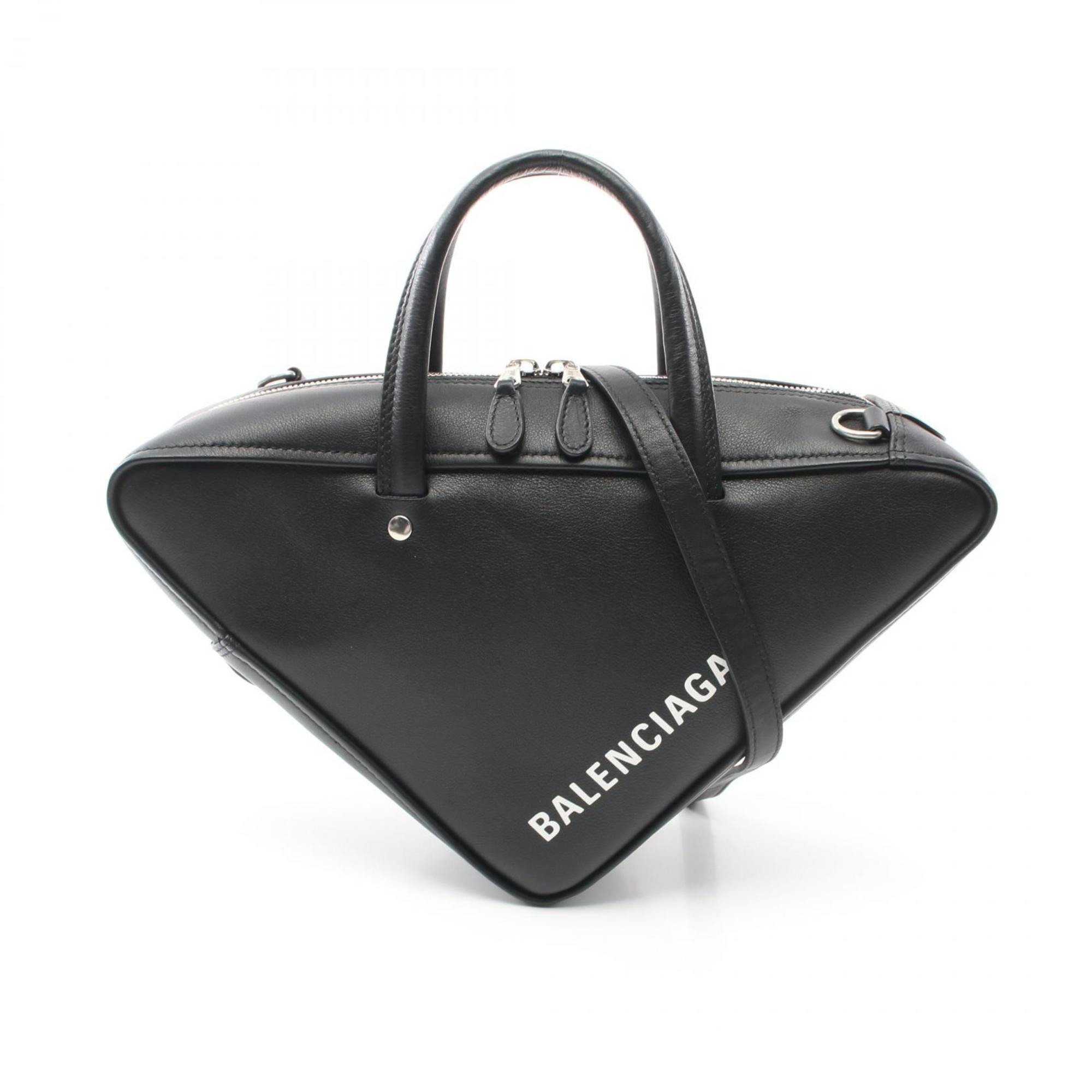 BALENCIAGA Triangle Duffle S Handbag Bag Leather Women's Black 476975