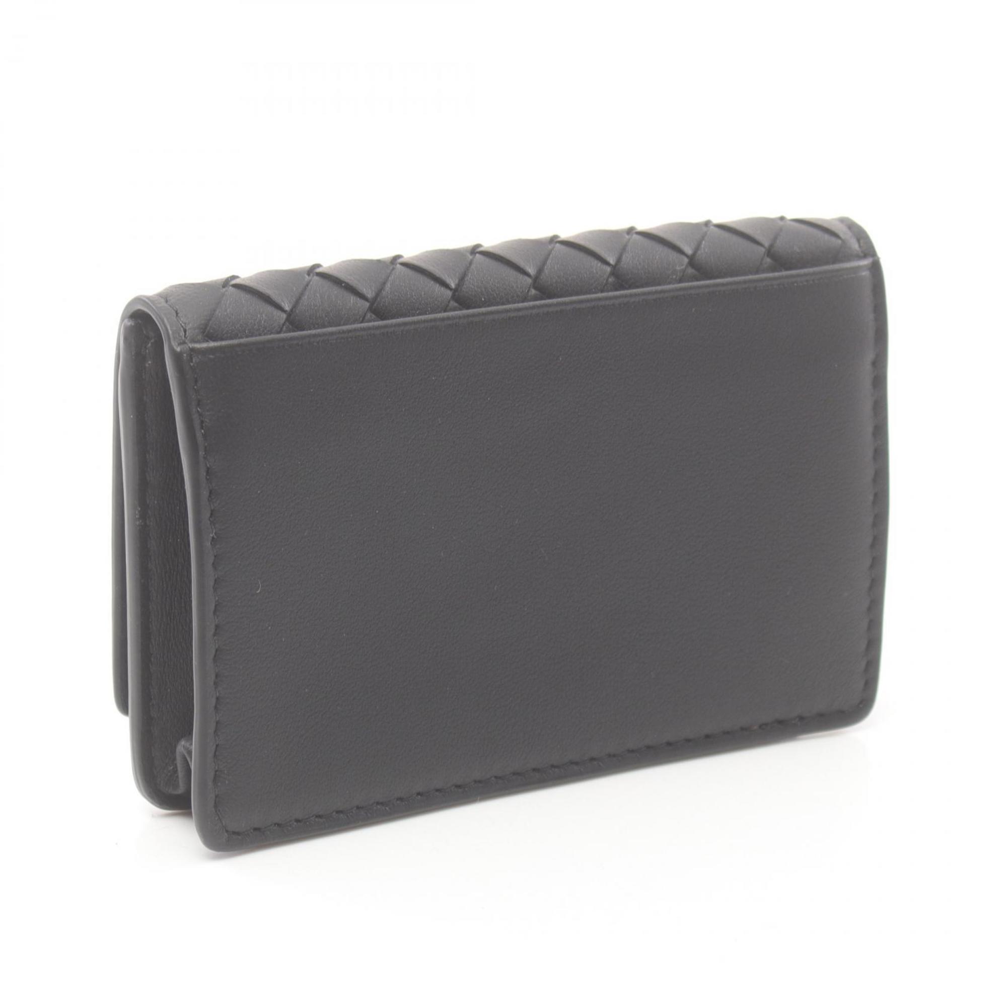 BOTTEGA VENETA Intrecciato Business Card Holder/Card Case Leather Men's Women's Black 133945V00168806