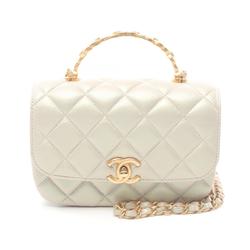 CHANEL Matelasse Shoulder Bag, Leather, Women's, Grey