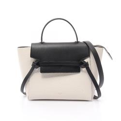 CELINE Belt Bag Micro Handbag Leather Women's White Black 180153