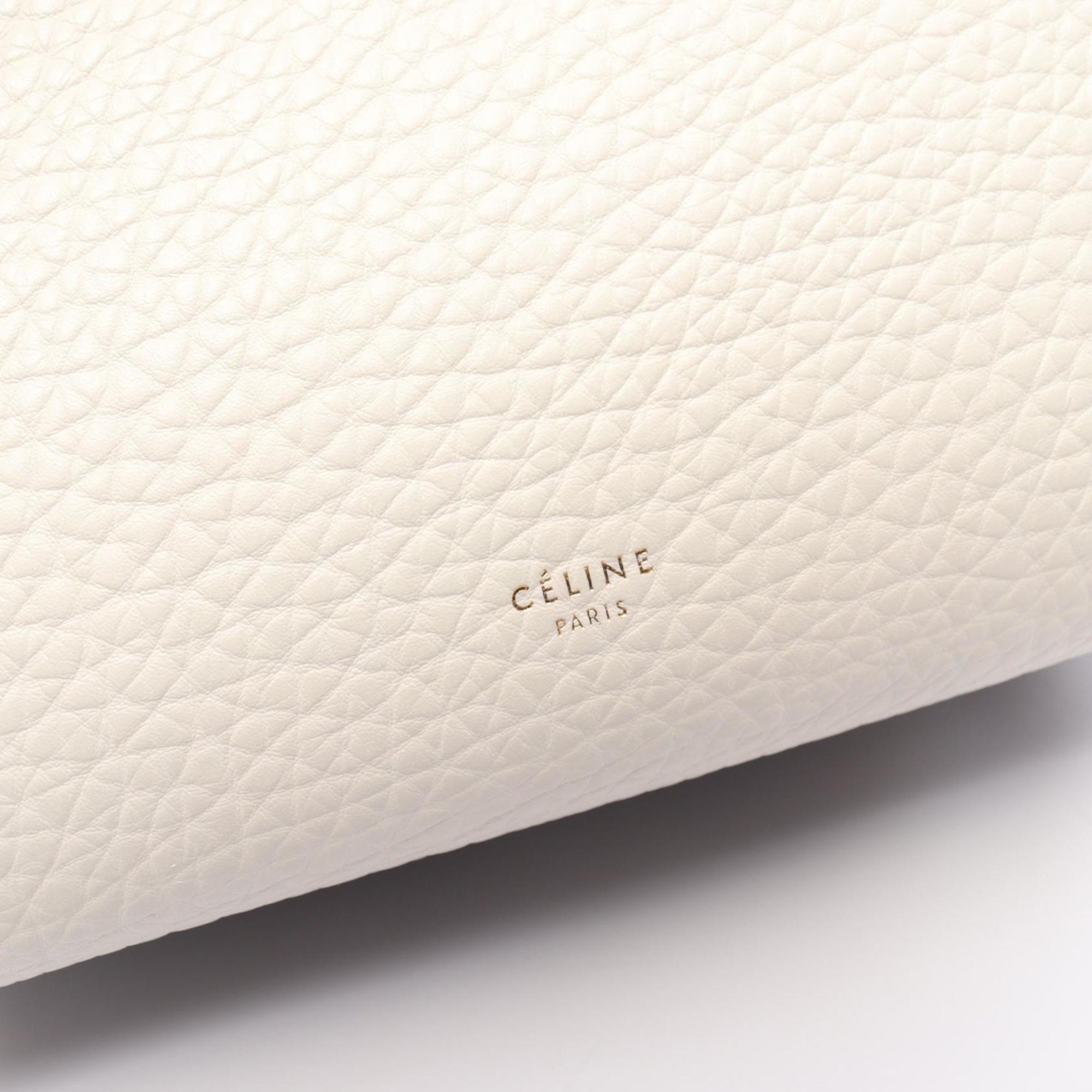 CELINE Belt Bag Micro Handbag Leather Women's White Black 180153