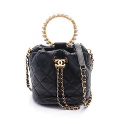 CHANEL Matelasse Shoulder Bag Leather Women's Black AS2608