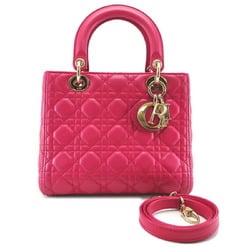 Christian Dior Lady Women's Handbag Lambskin Pink