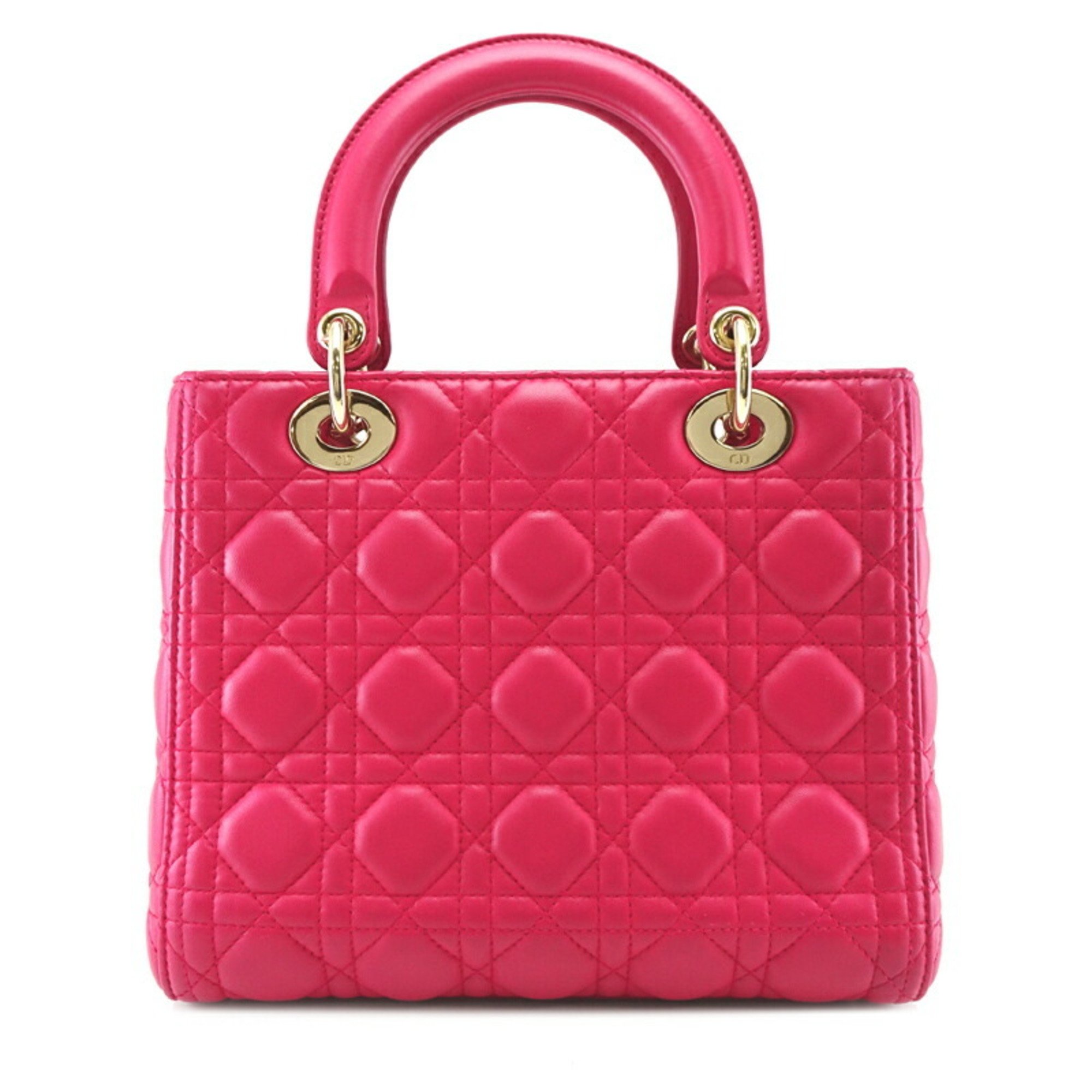 Christian Dior Lady Women's Handbag Lambskin Pink