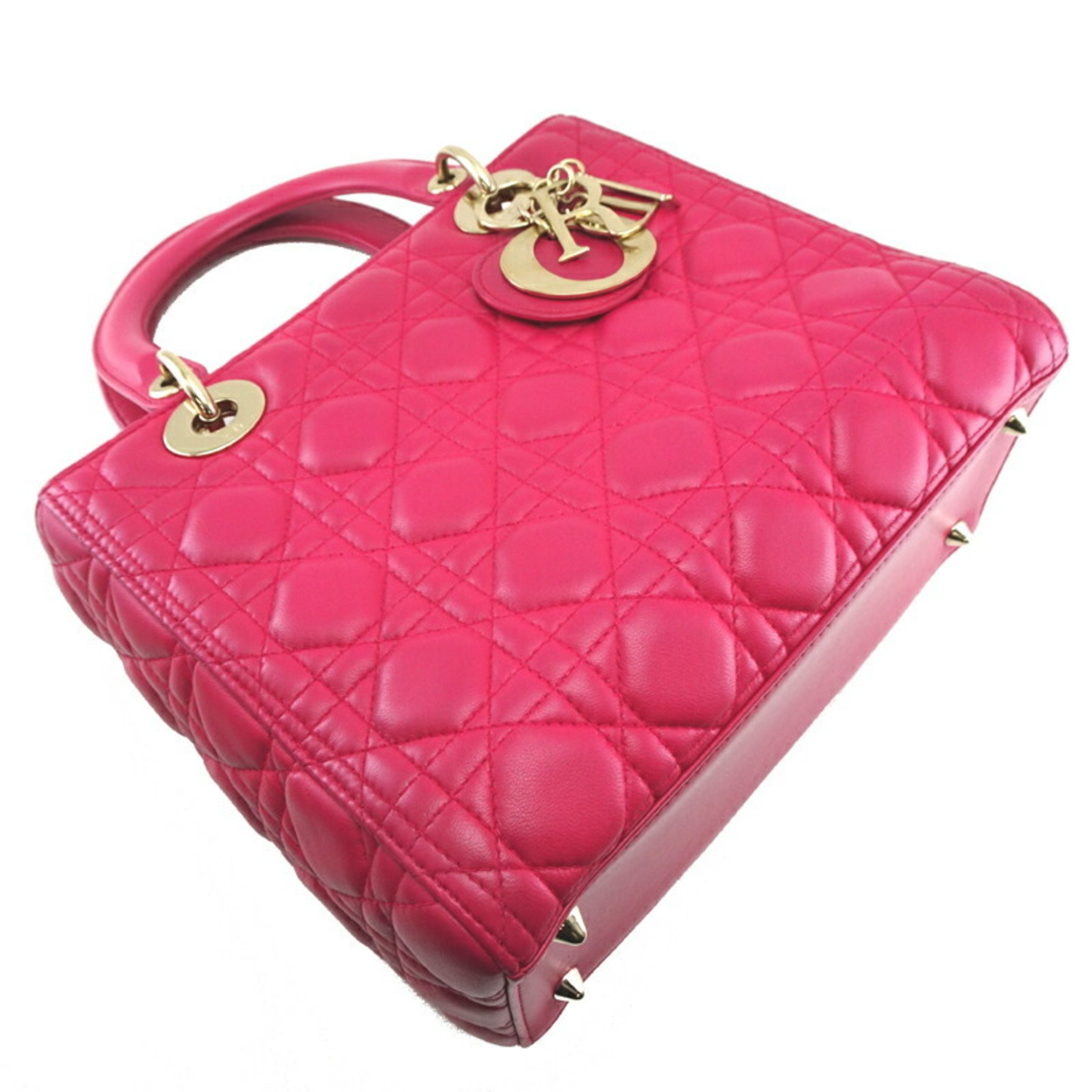 Christian Dior Lady Women's Handbag Lambskin Pink