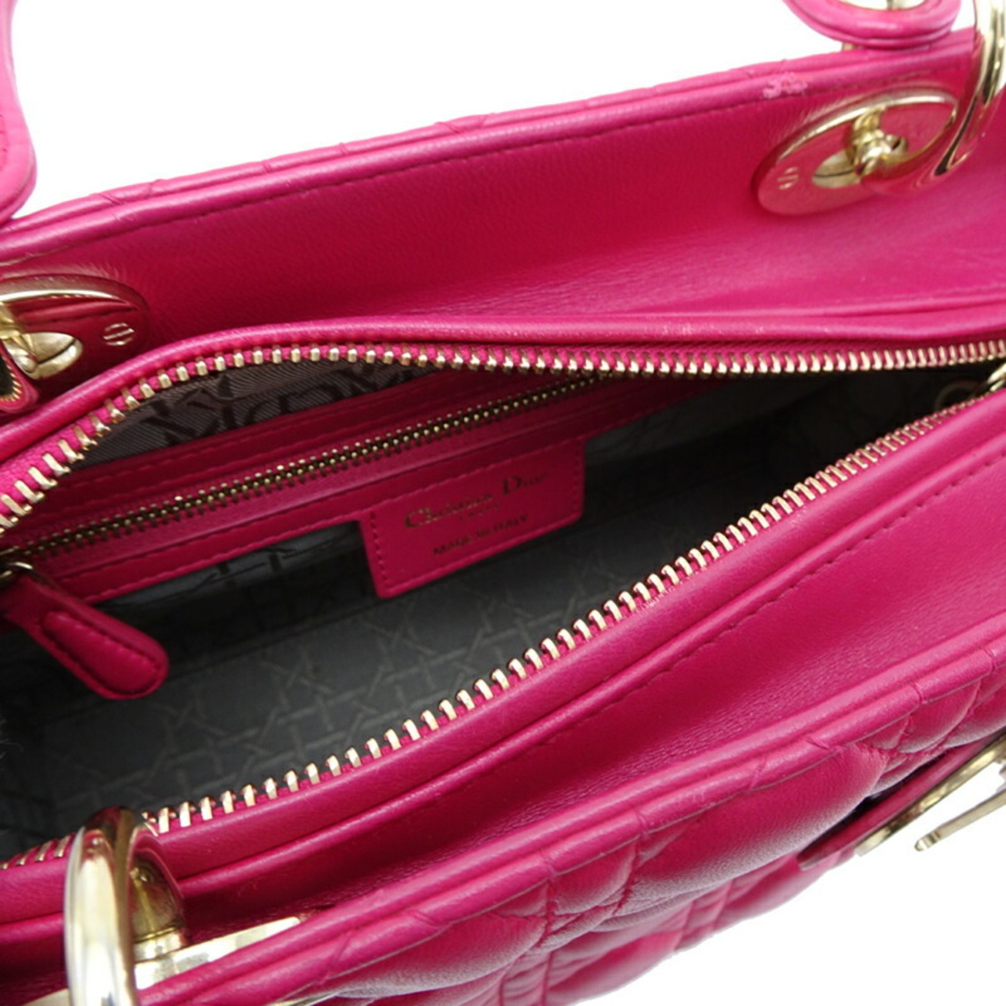 Christian Dior Lady Women's Handbag Lambskin Pink