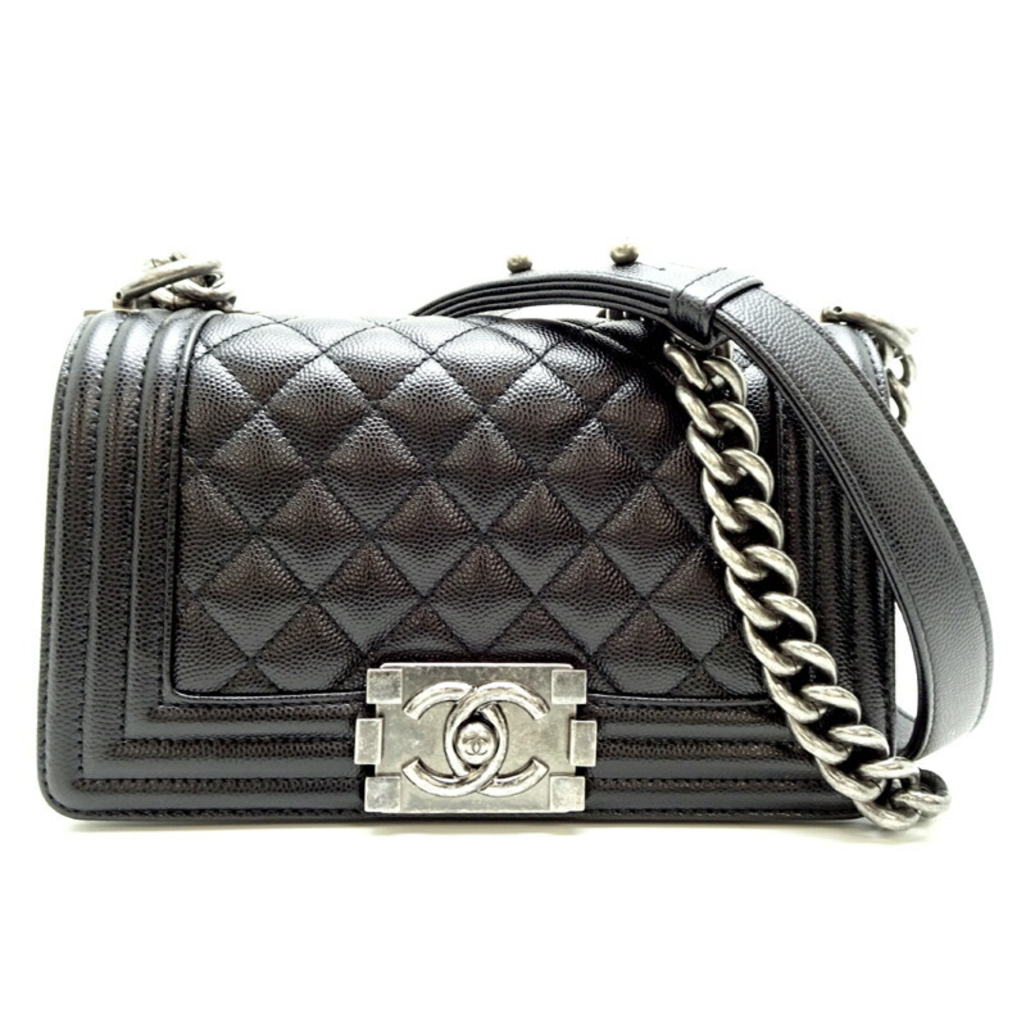 Chanel Boy Women's Shoulder Bag A67085 Caviar Skin Black