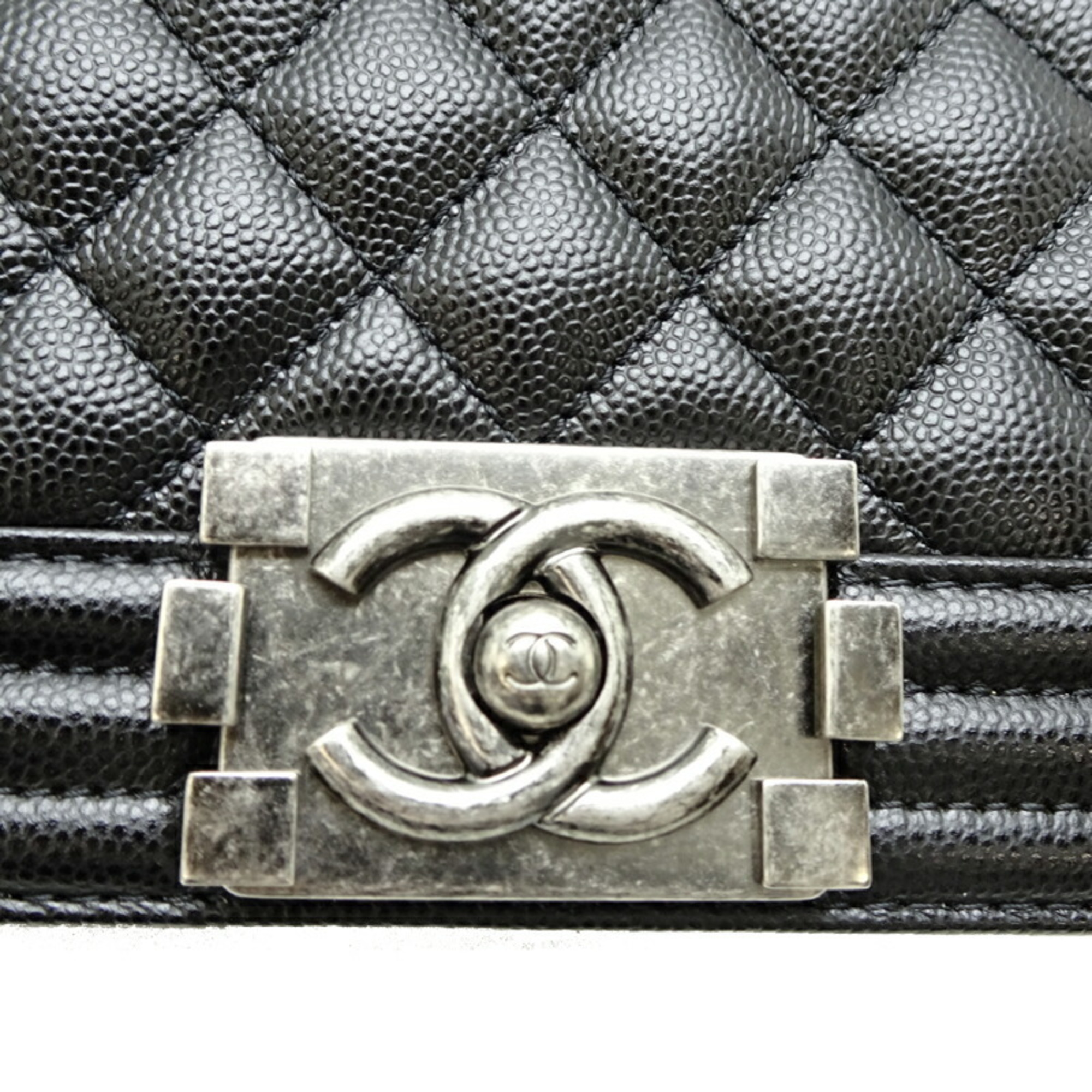 Chanel Boy Women's Shoulder Bag A67085 Caviar Skin Black